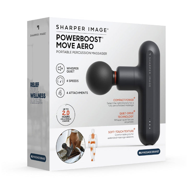 Powerboost Move Portable Percussion Massager With Quiet Deep Tissue Relief And Interchangeable Attachments