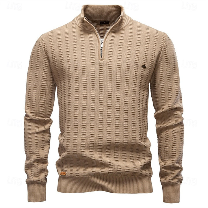 Sheldon Textured Half-Zip Sweater - Elena Harper