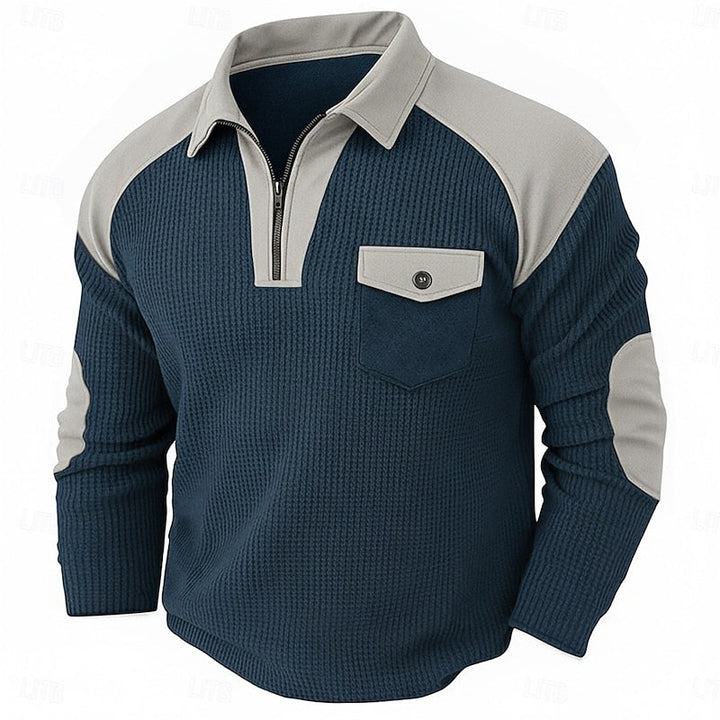 Rhett Textured Quarter-Zip Pullover - Elena Harper