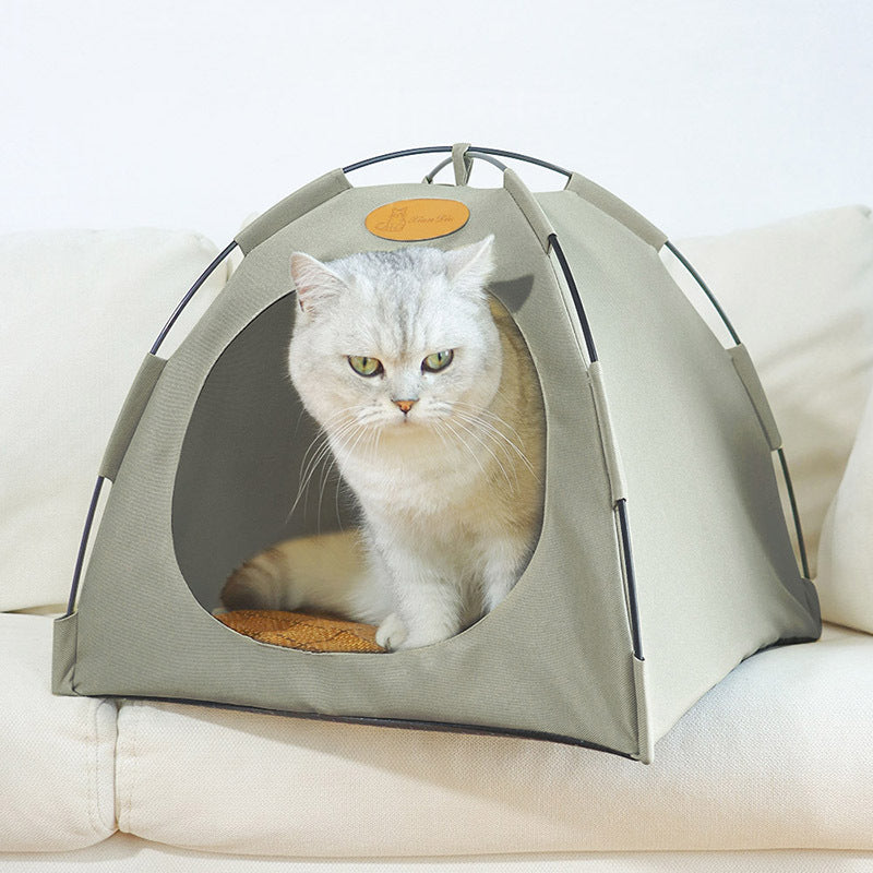 Premium Cat Cooling Tent with Rattan Mat