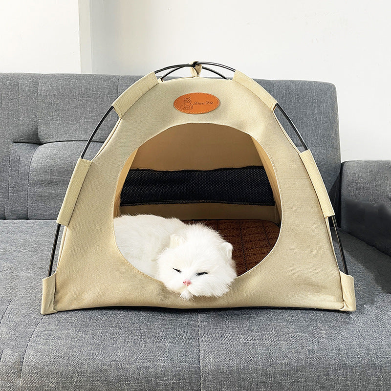 Premium Cat Cooling Tent with Rattan Mat