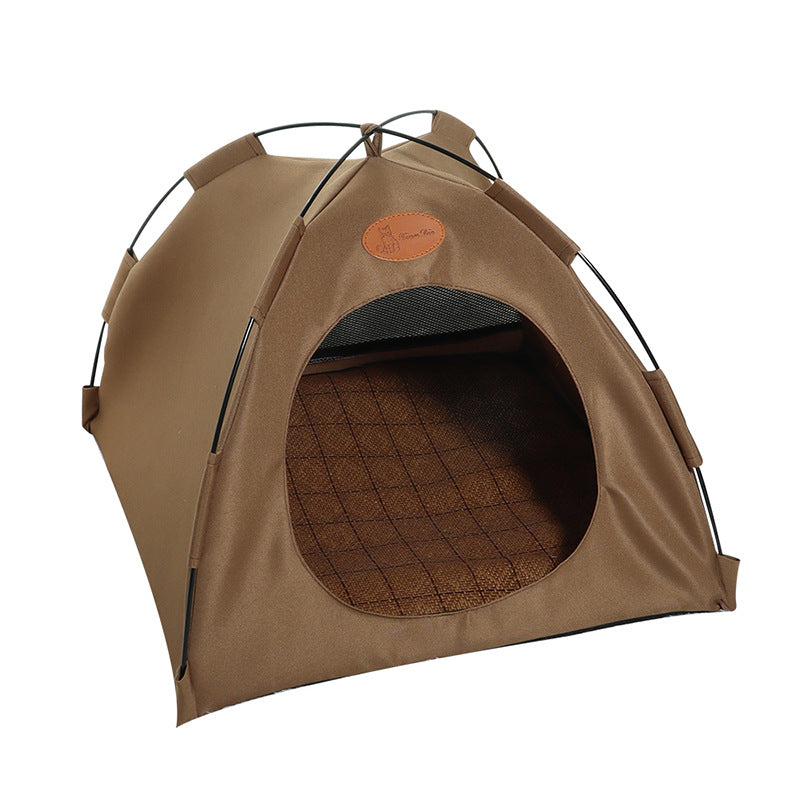 Premium Cat Cooling Tent with Rattan Mat