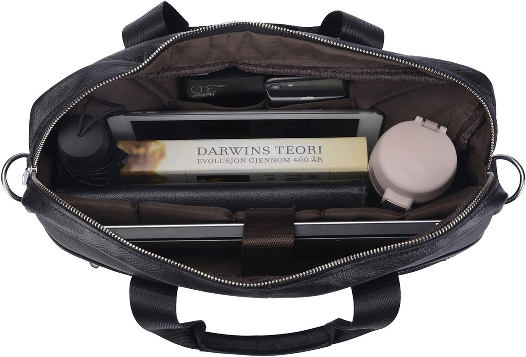 Men's Leather Business Briefcase - 15 inch Laptop Bag