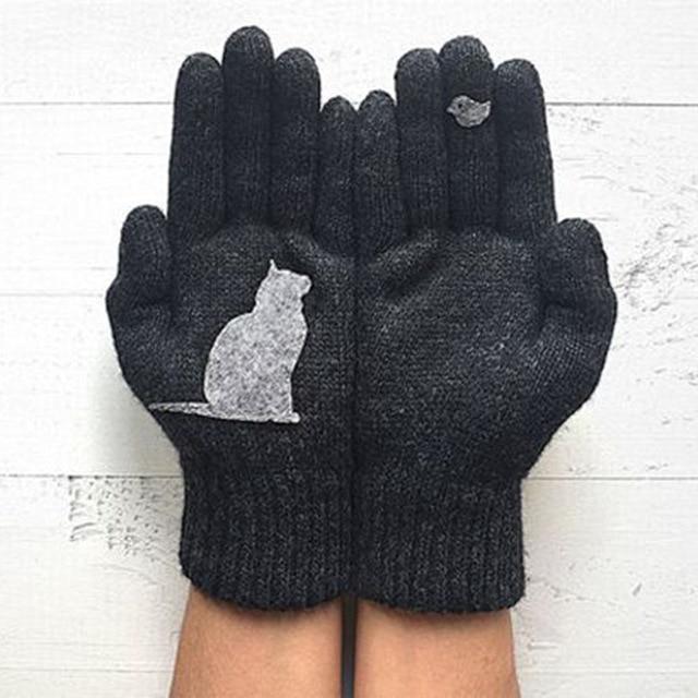 Warm Printed Winter Gloves, view 5 - Elena Harper