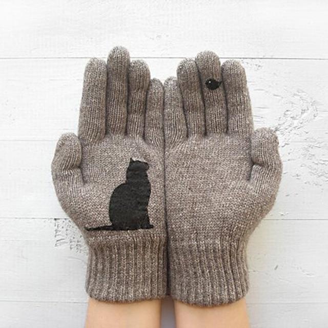 Warm Printed Winter Gloves, view 4 - Elena Harper