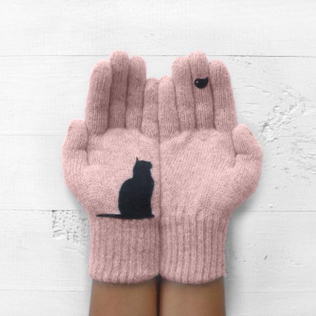 Warm Printed Winter Gloves, view 2 - Elena Harper