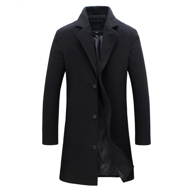 Men's Trench Coat Winter Jacket - Classic Long Coat for Cold Weather