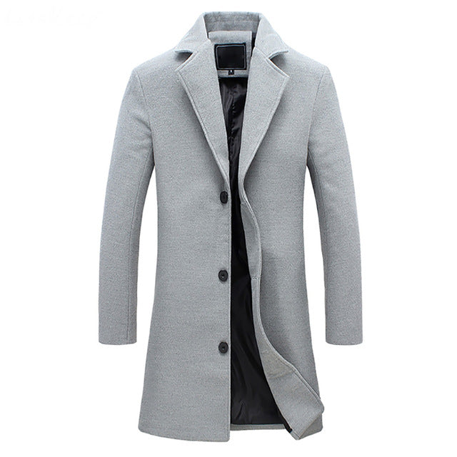 Men's Trench Coat Winter Jacket - Classic Long Coat for Cold Weather