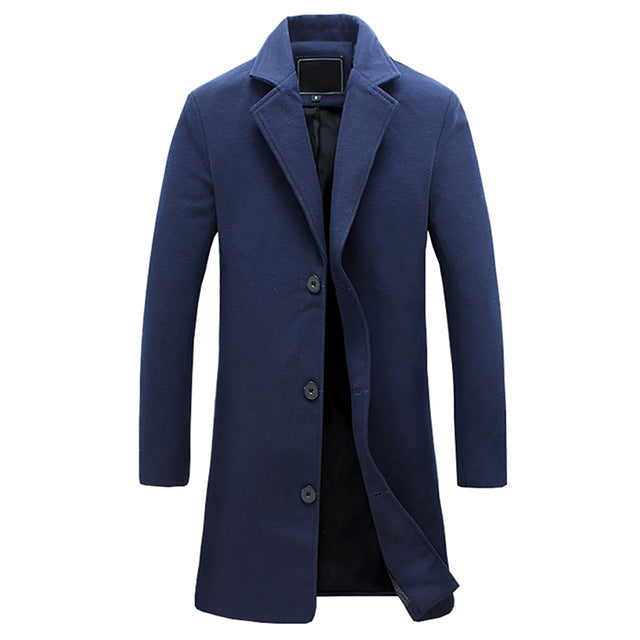 Men's Trench Coat Winter Jacket - Classic Long Coat for Cold Weather