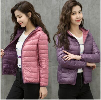 Ladies Reversible Lightweight Down Jacket – Down Filling, Quilted Puffer Mid Jacket for Autumn and Spring