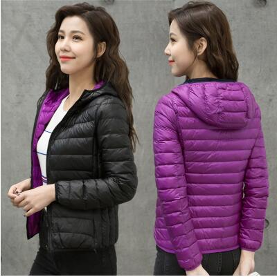 Ladies Reversible Lightweight Down Jacket – Down Filling, Quilted Puffer Mid Jacket for Autumn and Spring