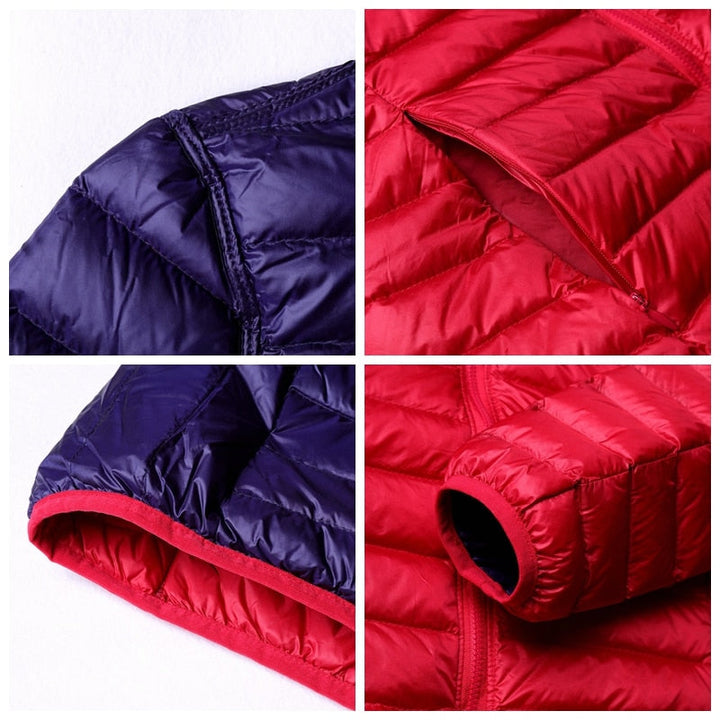 Ladies Reversible Lightweight Down Jacket – Down Filling, Quilted Puffer Mid Jacket for Autumn and Spring