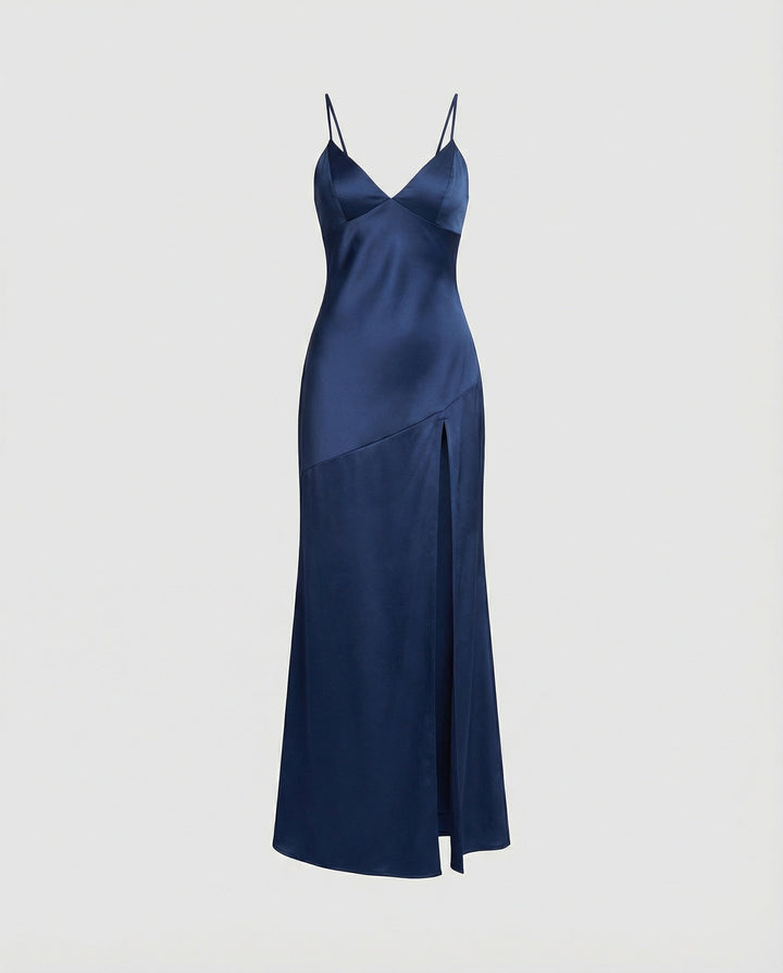 Women's Evening Dress Satin with Slit