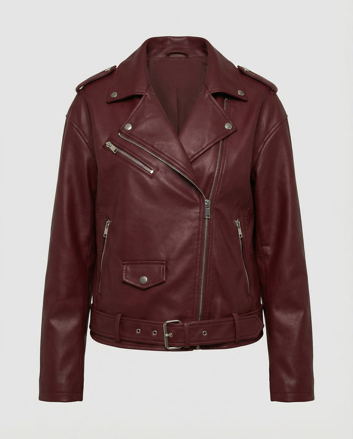 Women's Biker Jacket with Zipper Details