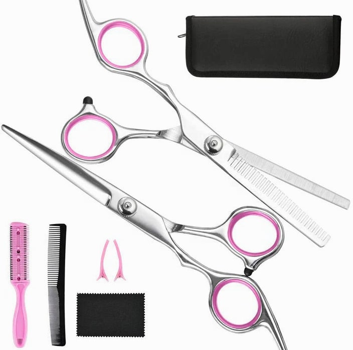 Professional Haircutting Scissors Set With Thinning Shears And Styling Accessories