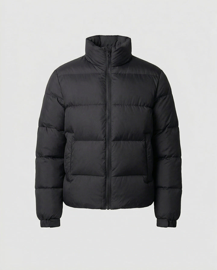 Puffer Winter Jacket with Stand-Up Collar for Men