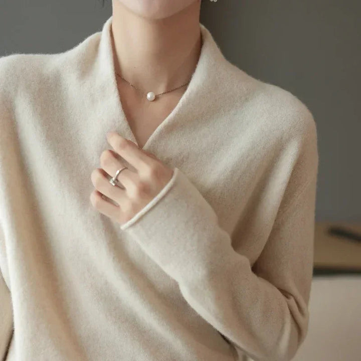 Women's V-Neck Wrap Sweater with Long Sleeves