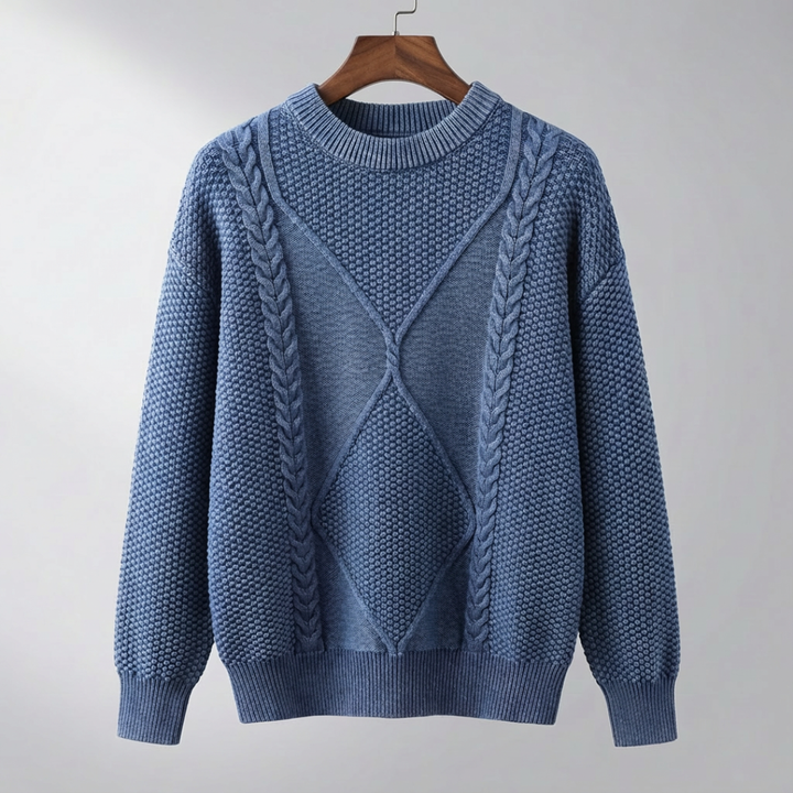 Twisted Knit Crew Neck Sweater for Men