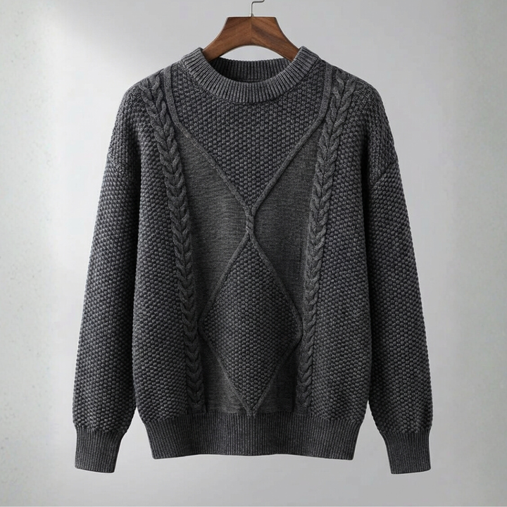 Twisted Knit Crew Neck Sweater for Men