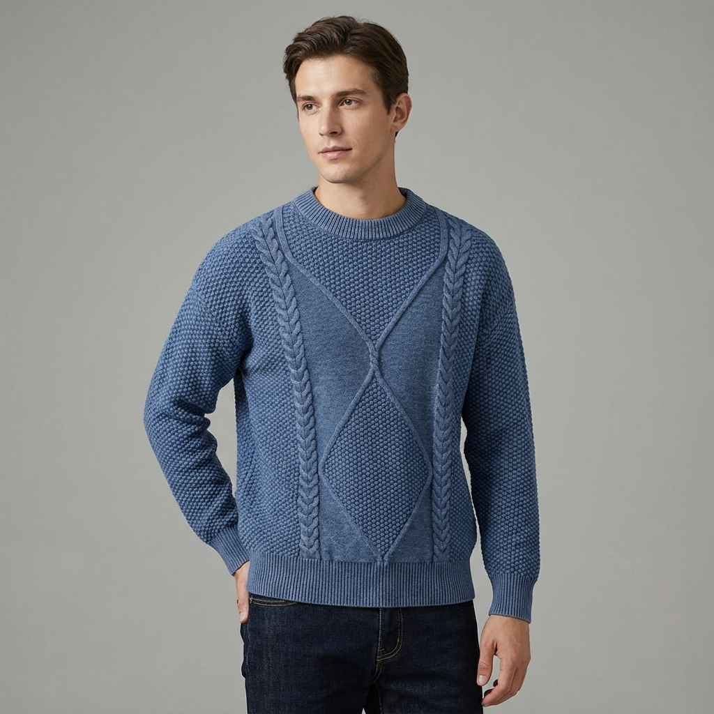 Men's Twisted Crew Neck Sweater