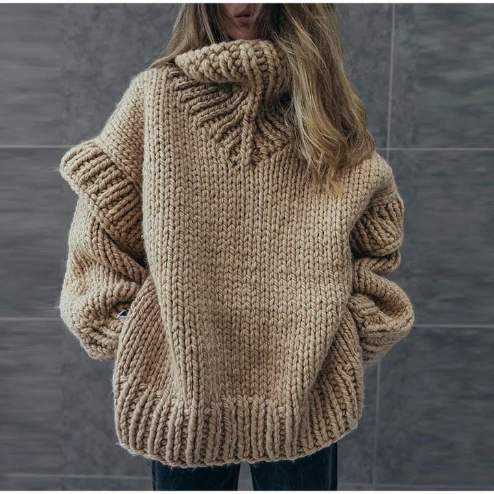 Oversized Women's Turtleneck Sweater in Thick Knit