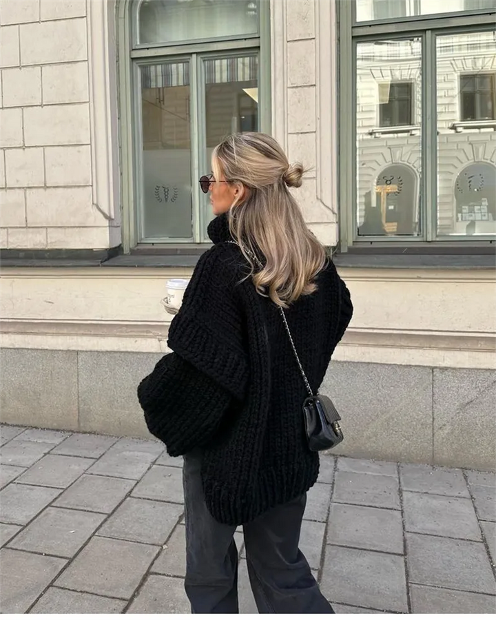 Oversized Women's Turtleneck Sweater in Thick Knit