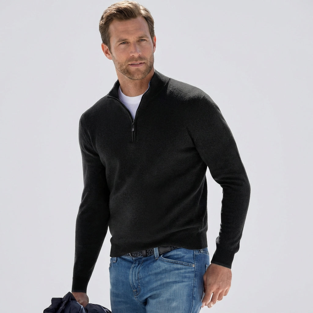 Men's V-Neck Sweater in Soft and Breathable Cotton, Regular Fit