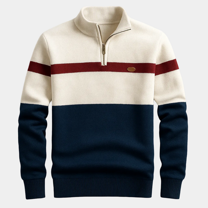 Men's Striped Half-Zip Sweater
