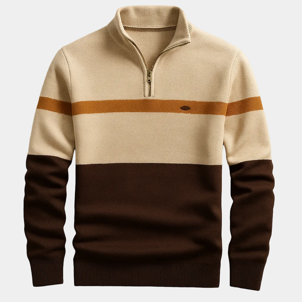 Men's Striped Half-Zip Sweater