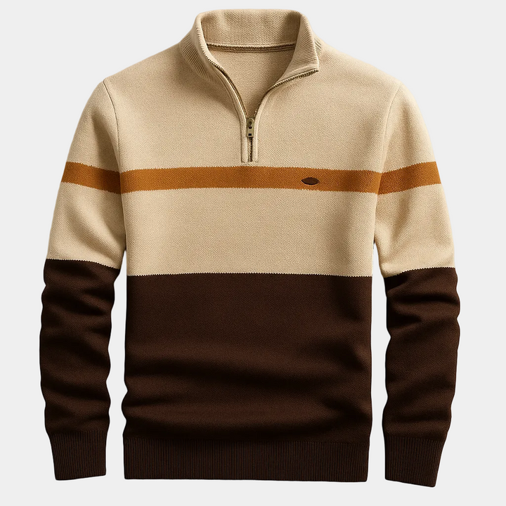 Men's Striped Half-Zip Sweater