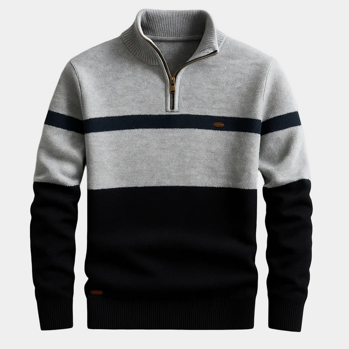 Men's Striped Half-Zip Sweater
