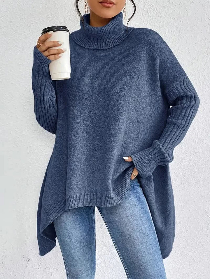 Women's Wool Sweater with Oversized Turtleneck