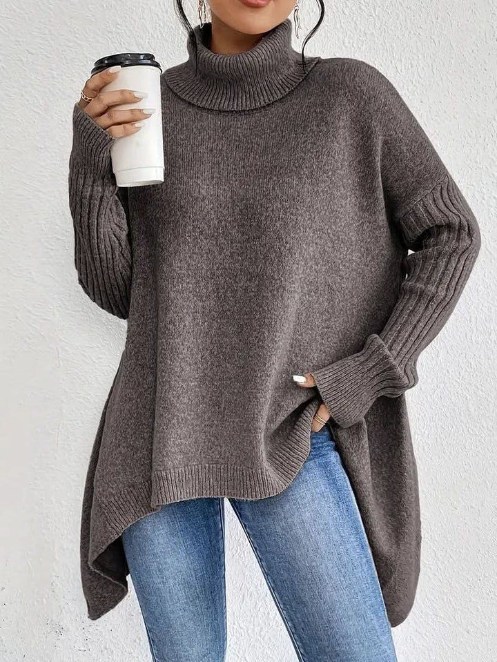 Women's Wool Sweater with Oversized Turtleneck