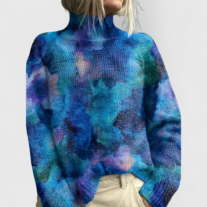 Women's Forest Print Knit Turtleneck Sweater