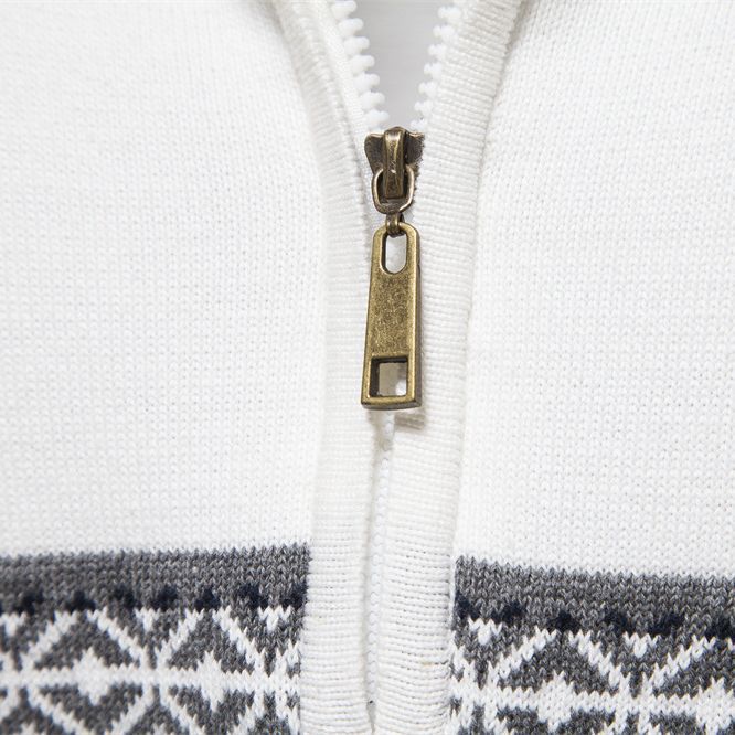 Men's High Neck Half-Zip Sweater with Jacquard Pattern