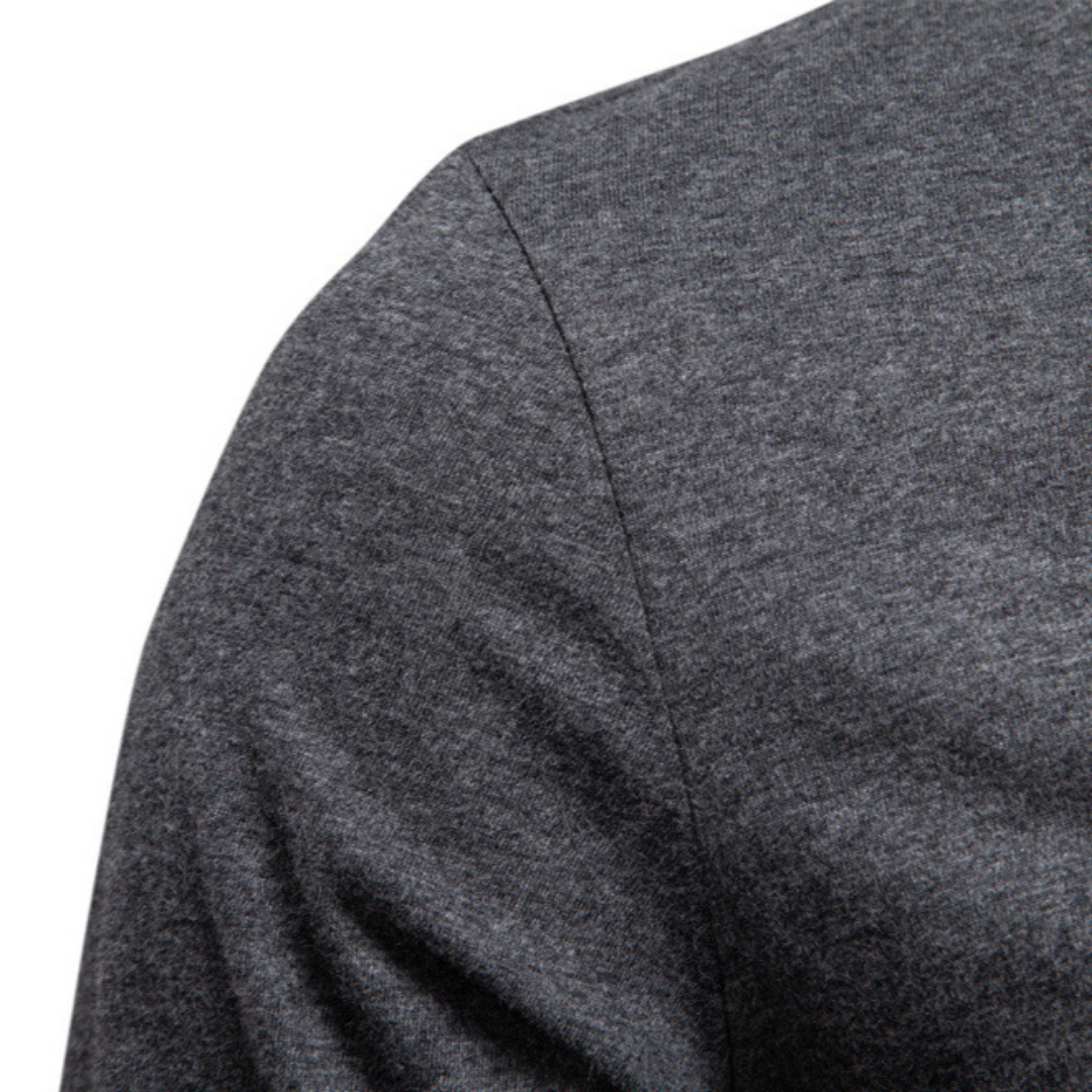 Men's V-Neck Sweater with Contrasting Button Placket