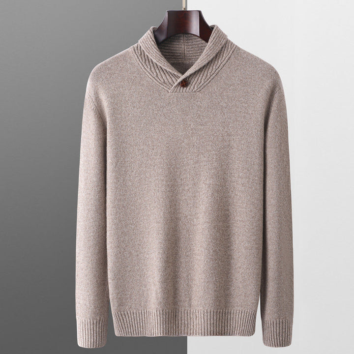 Men's Buttoned Shawl Collar Sweater