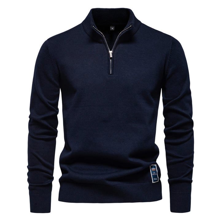 Men's Knit High Collar Half-Zip Sweater