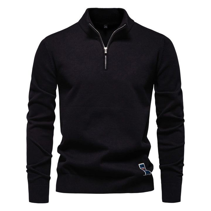 Men's Knit High Collar Half-Zip Sweater
