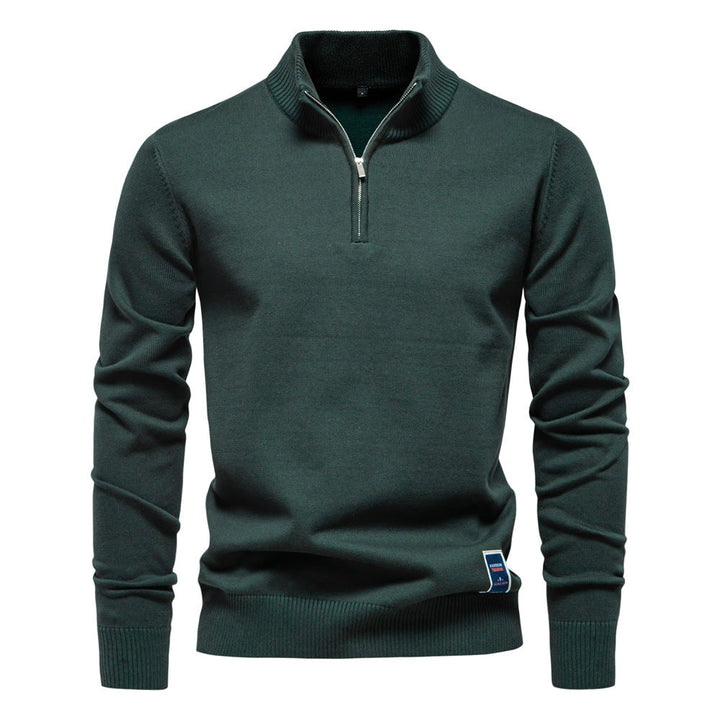 Men's Knit High Collar Half-Zip Sweater