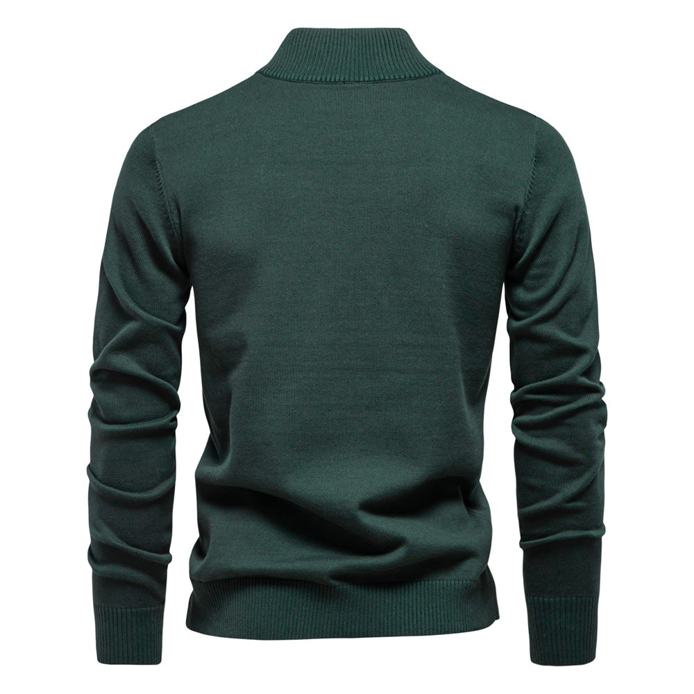 Men's Knit High Collar Half-Zip Sweater