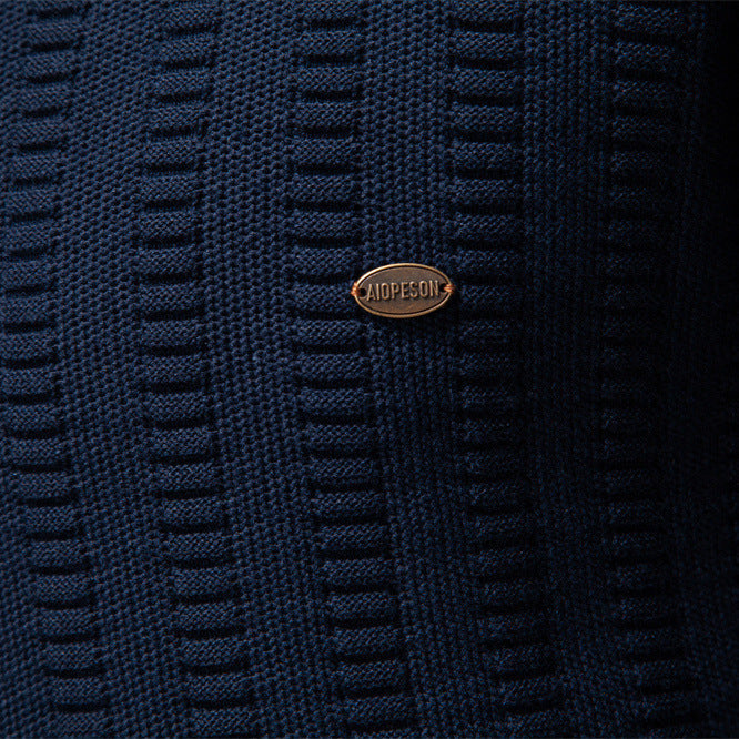 Men's Knit Sweater with High Collar, Half-Zip, Long Sleeves