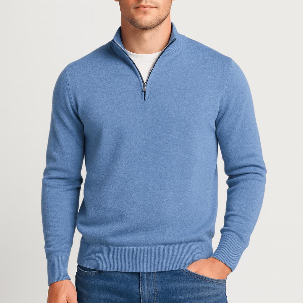 Men's V-Neck Textured Knit Merino Wool Sweater