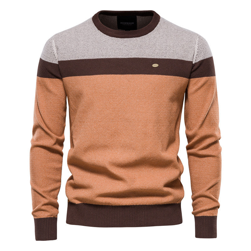 Men's Colorblock Round Neck Long Sleeve Sweater