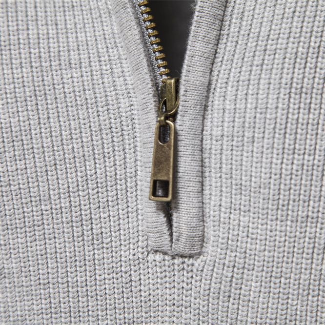 Men's Ribbed Knit Half-Zip Mock Neck Sweater - Elena Harper