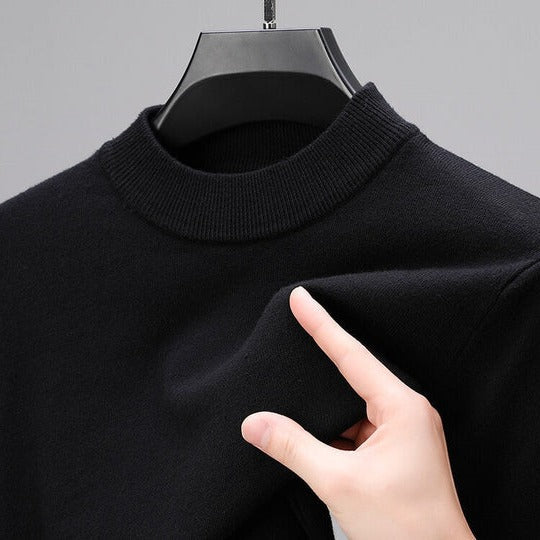 Men's wool sweater with high collar and long sleeves