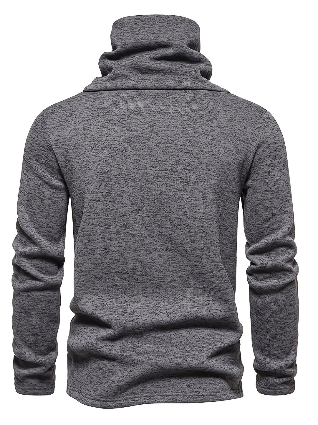Men's Knit Sweater with Funnel Neck and Buttons