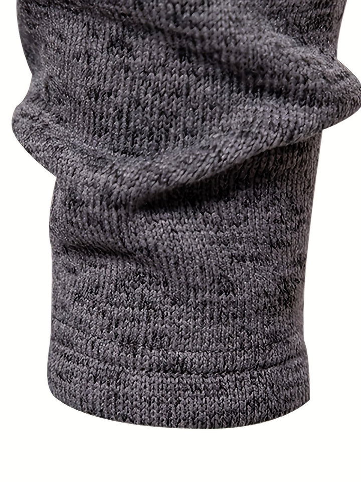 Men's Knit Sweater with Funnel Neck and Buttons