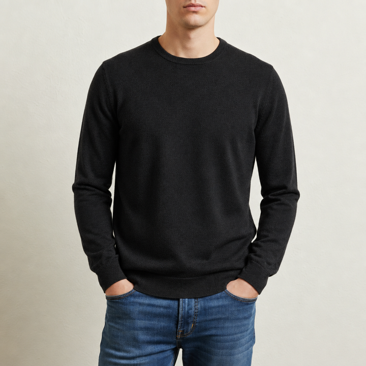 Men's Solid Color Round Neck Long Sleeve Sweater