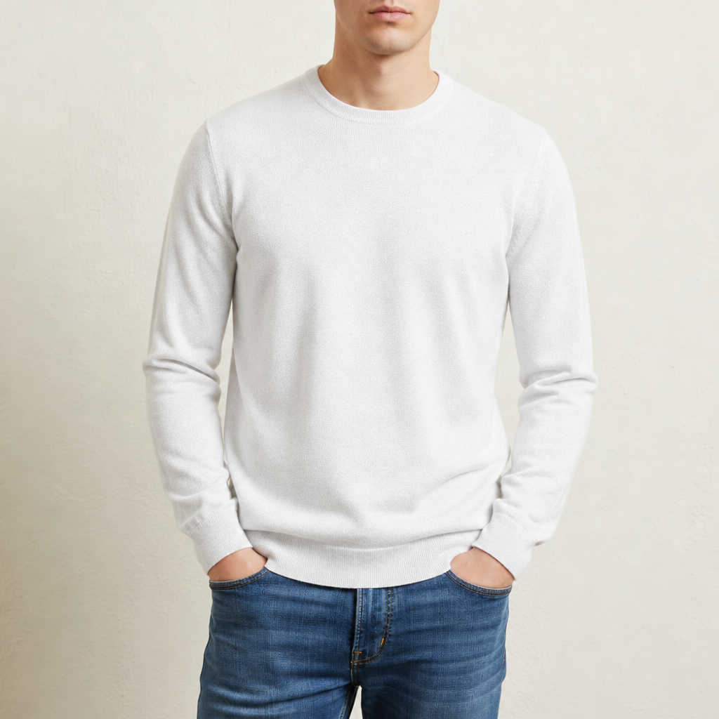 Men's Solid Color Round Neck Long Sleeve Sweater